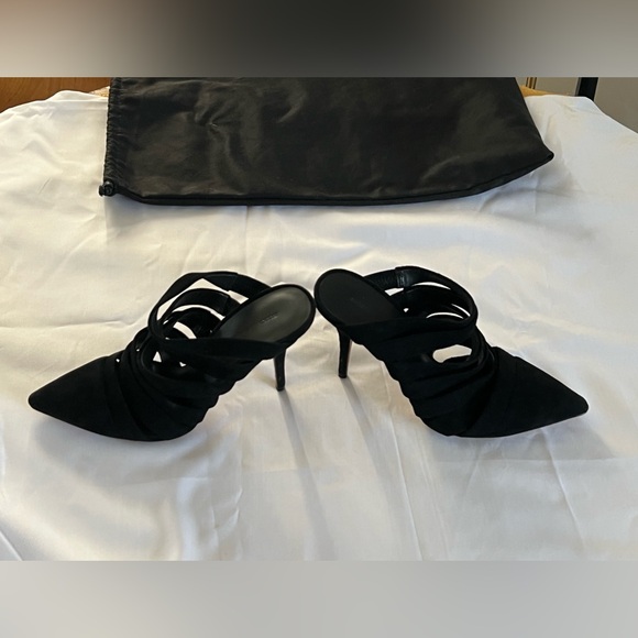 ‼️SALE Alexander Wang Strappy  like new Black Suede Heels size 37 Worn 1 X - Picture 3 of 7